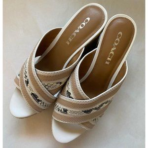New COACH Florentine Leather Women Wedge Shoes 7.5 B